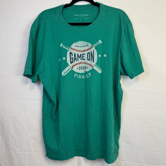Life is Good Green 'Game On' T-Shirt Men’s Size L - Picture 1 of 5
